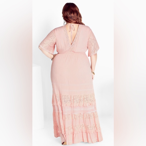 SOLD SOLD NWT AVEOLOGY - Avenue Trixie Lace Trim Maxi Dress - blush - 26/28 = 3X - Picture 3 of 5